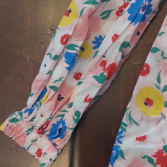 Mini Boden Pink Floral Ruffle Long Sleeve Long Dress Size 3-4 Years
